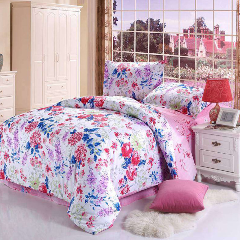 TIME-10-3 120 GSM Reka bentuk Cetakan Tersebar Berat Poliester Twill Tenun Cadar Fabrik Microfiber